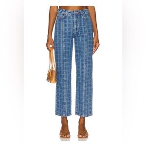 Damson Madder Tovie Mid Rise Straight Leg Laser Check Jeans Sz. 4